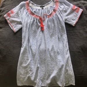 J Crew blue and white embroidered linen cover up